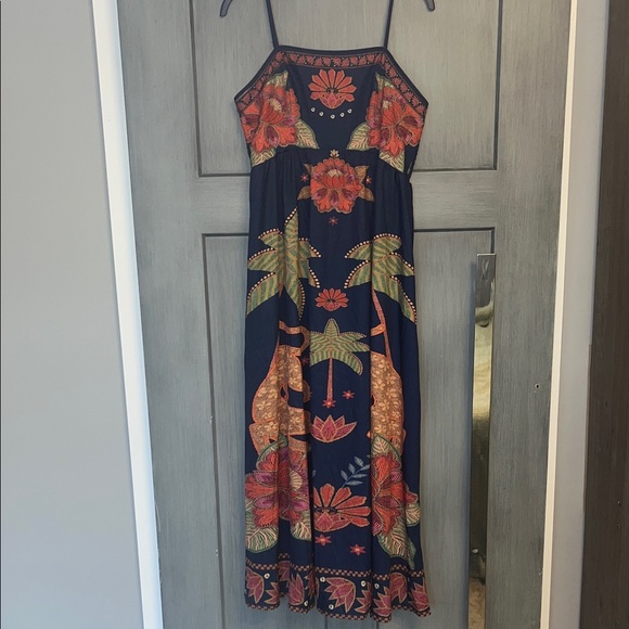 SHEIN Sz LG 8/10 Bohemian Spaghetti Strap Maxi Dress, Flowy Adjustable Straps - Picture 2 of 11
